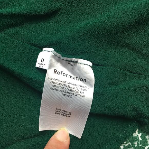 Reformation Vikki Mini Floral Green Parsley Dress Size 0 - Picture 5 of 9